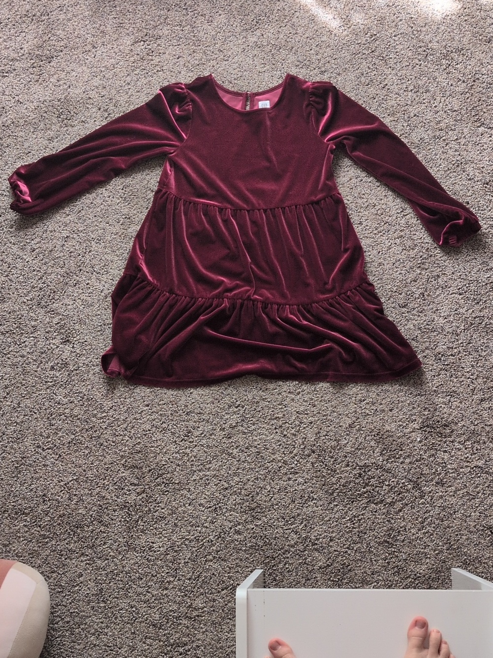 GAP Girls Velvet Tiered Dress - Burgundy